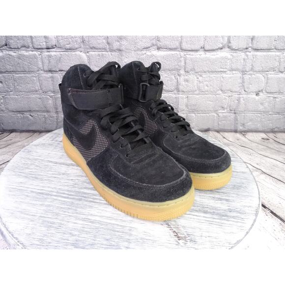 Nike Air Force 1 '07 LV8 High "Black Summit White Gum" Men 9 In Good Condition - Picture 1 of 13